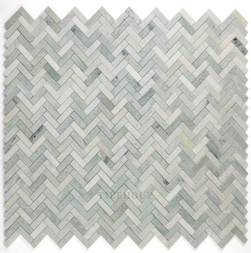 Herringbone Green 11 X 12.5 Marble