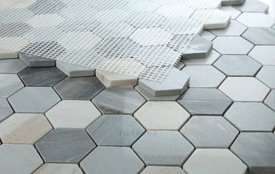 Hexagon Italian Blue 2 X Polished Palissandro Marble Mosaic