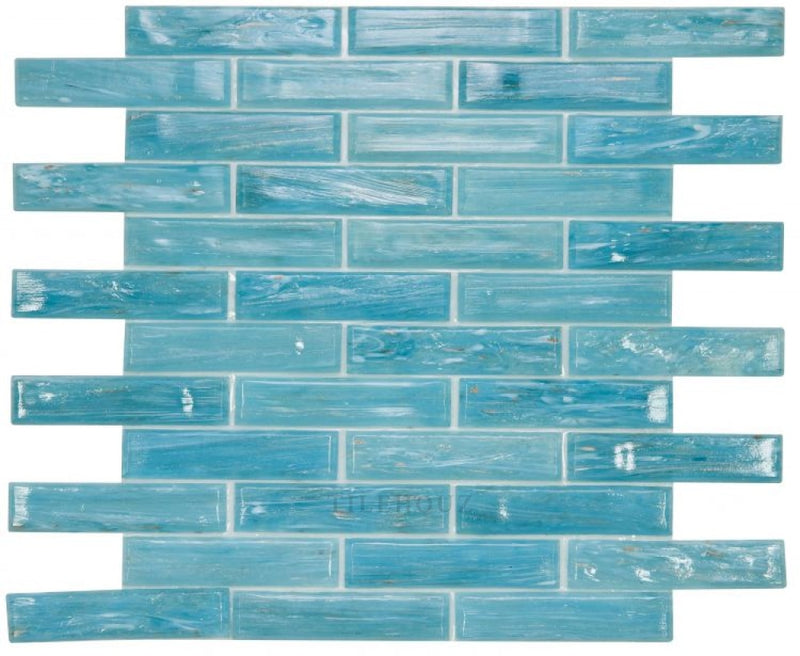 Hot Long Clear Blue 12 X 12.75 Glass Mosaic Tile