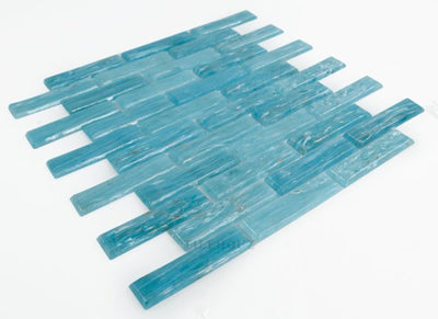 Hot Long Clear Blue 12 X 12.75 Glass Mosaic Tile