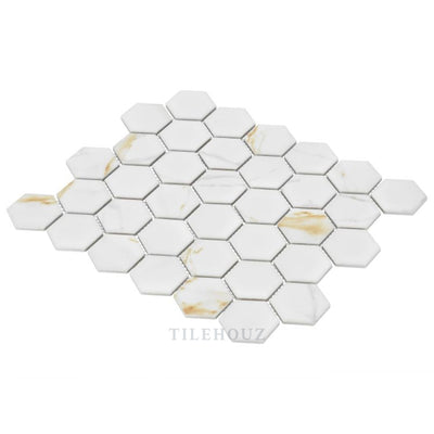 Hulu Hexagon Calacatta Matte 2 X 11 12.75 Handmade Porcelain