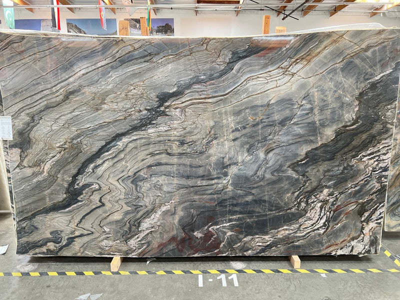 QUARTZITE TEMPEST BLUE POLISHED SLAB 3/4 114 x  69