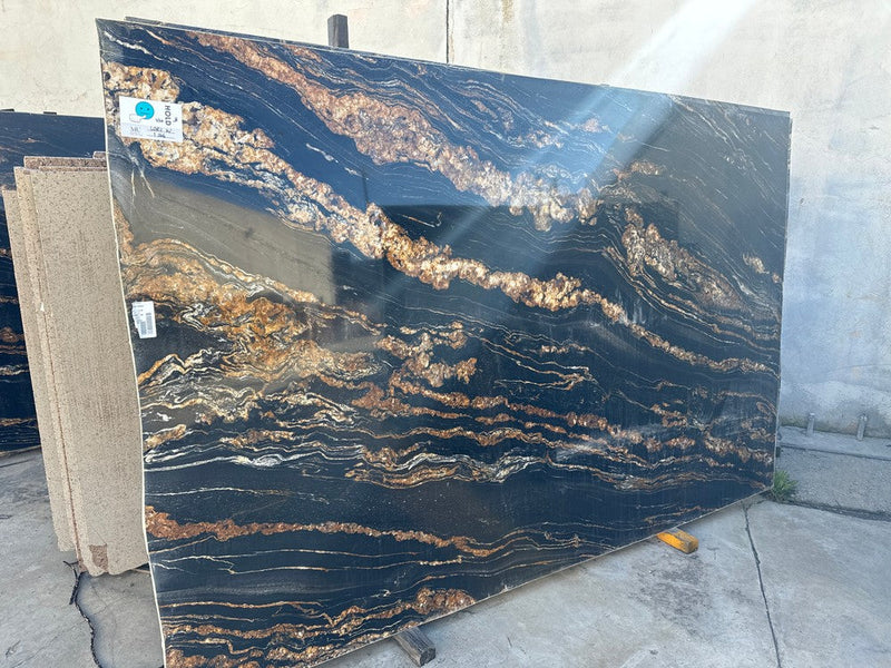 GRANITE MAGMA BLACK & GOLD POLISHED SLAB 3/4 122 x 76