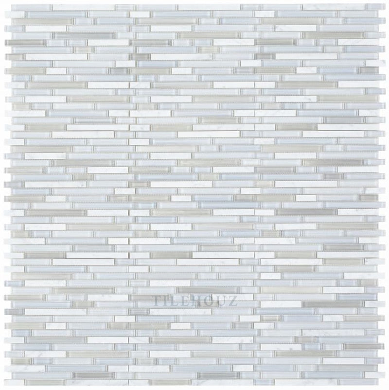 Linear Carrara Goose 11.75 X 12 Glass Mosaic Tile