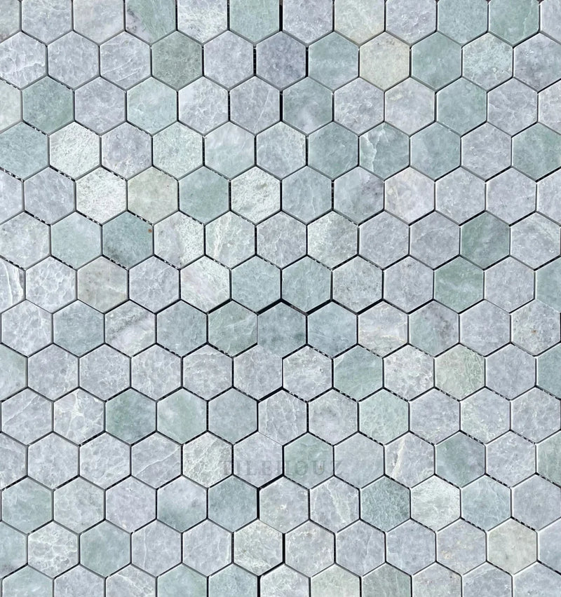 Ming Green Marble 2 Hexagon Mosaic Polished