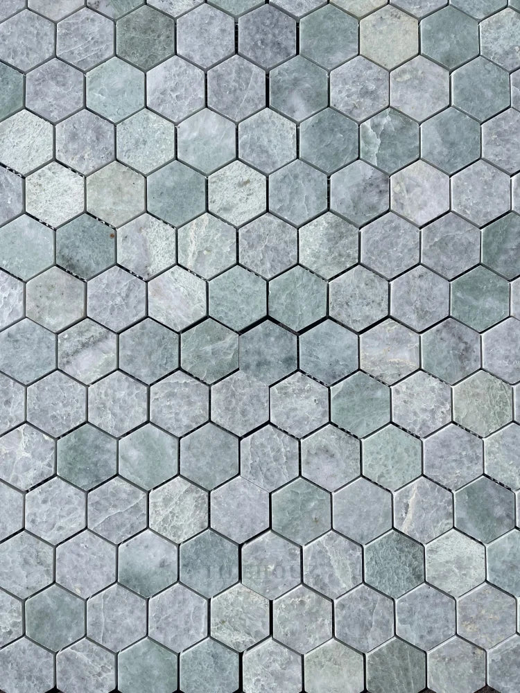 Ming Green Marble 2 Hexagon Mosaic Polished