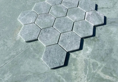 Ming Green Marble 3 Hexagon Mosaic Polished