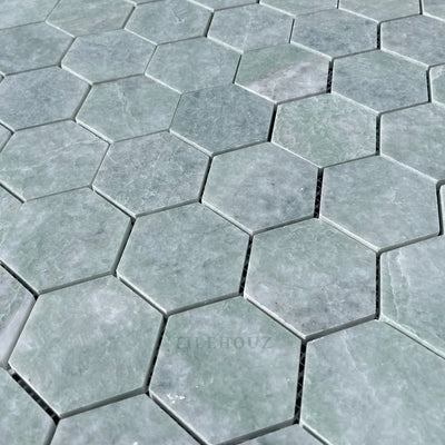 Ming Green Marble 3 Hexagon Mosaic Polished