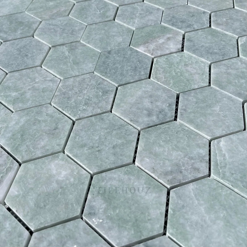 Ming Green Marble 3 Hexagon Mosaic Polished