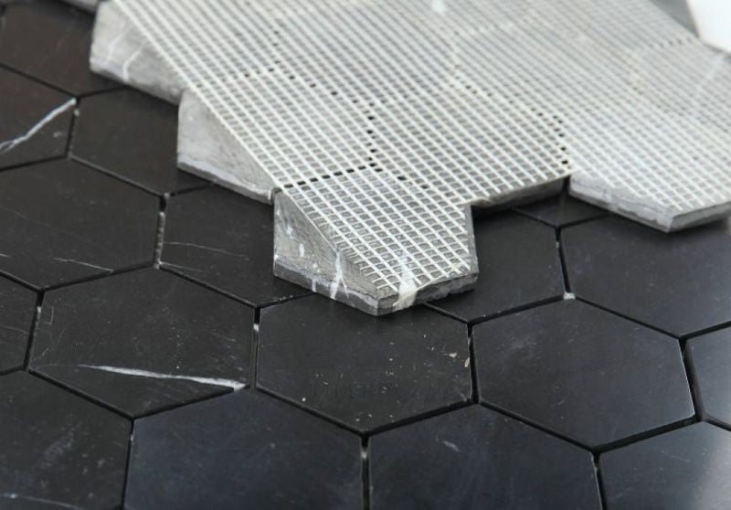 Nero Marquina Marble 3 Hexagon Mosaic Polished/Honed
