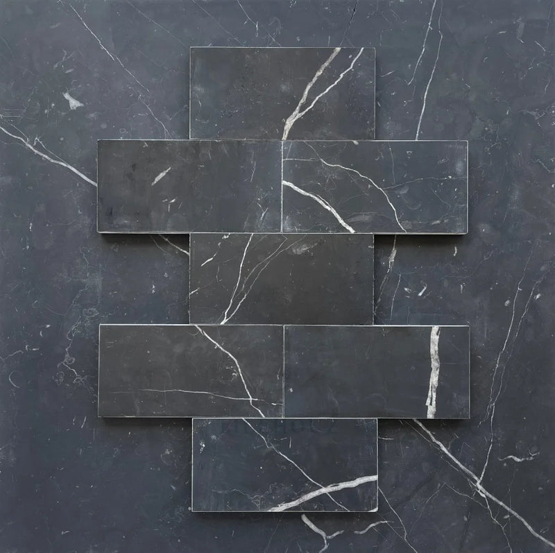 Nero Marquina Marble 3X6 Subway Tile Polished/Honed/Tumbled