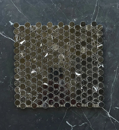 Nero Marquina Marble Penny-Round Mosaic Polished/Honed