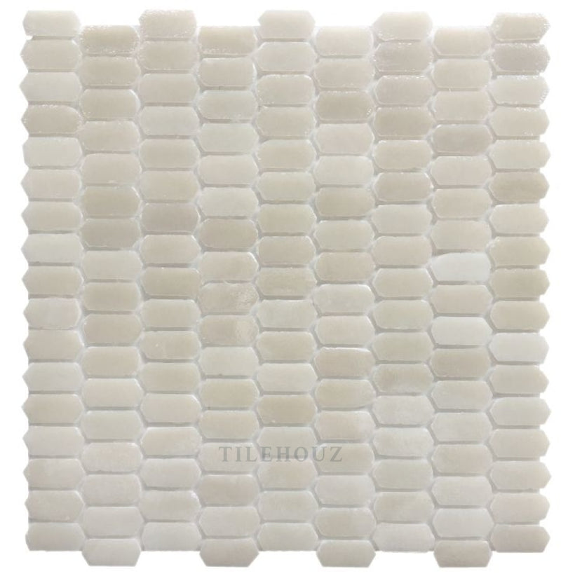 Neutra 01.Bianco Long Hexagon 11.25 X 11.5 Glass Mosaic Tile