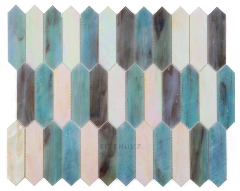 Newport Arrow Sky 10.25 X 12.5 Glass Mosaic Tile