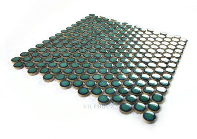 Penny Round Turquoise 11.5 X Handmade Porcelain