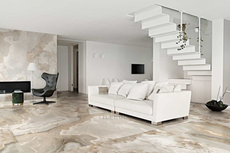 Reves Noisette Glossy 24 X 48 Porcelain Tiles