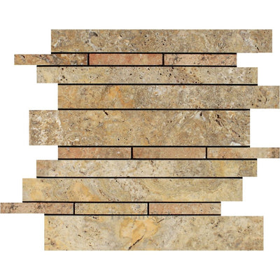 Scabos Honed Travertine Random Strip Mosaic Tile Tiles