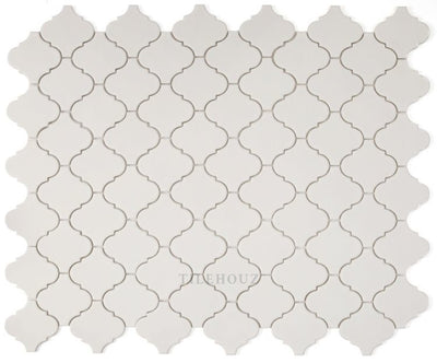 Snowglass Arabesque 9.75 X 11.75 Glass Mosaic Tile