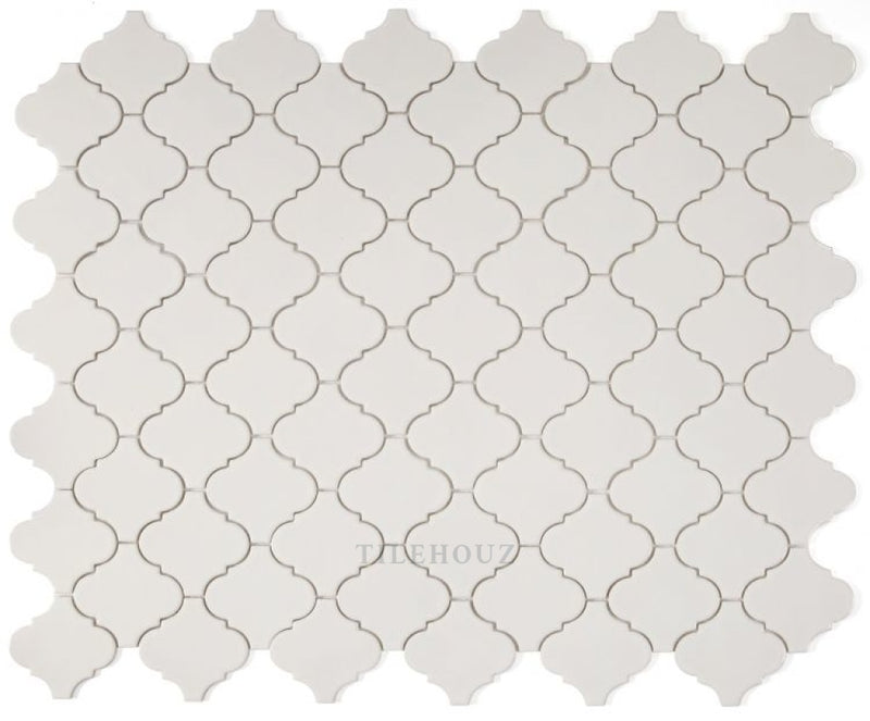 Snowglass Arabesque 9.75 X 11.75 Glass Mosaic Tile