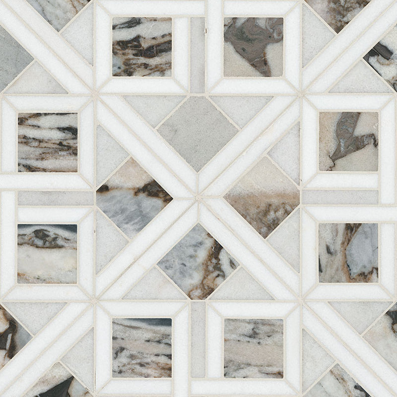 Tessere Pattern Polished Marble Mosaic