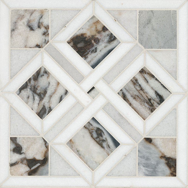 Tessere Pattern Polished Marble Mosaic