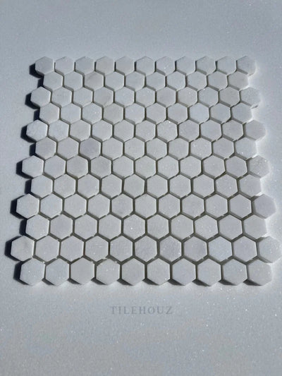 Thassos White Marble 1 Hexagon Mosaic Tile Polished&Honed (A1)