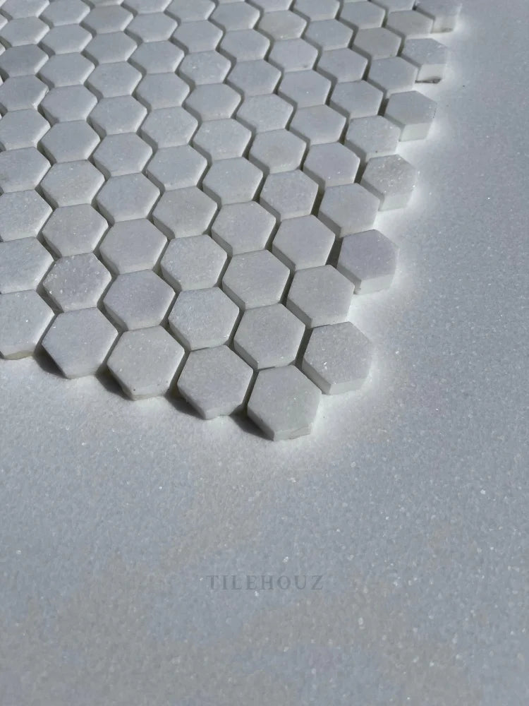 Thassos White Marble 1 Hexagon Mosaic Tile Polished&Honed (A1)