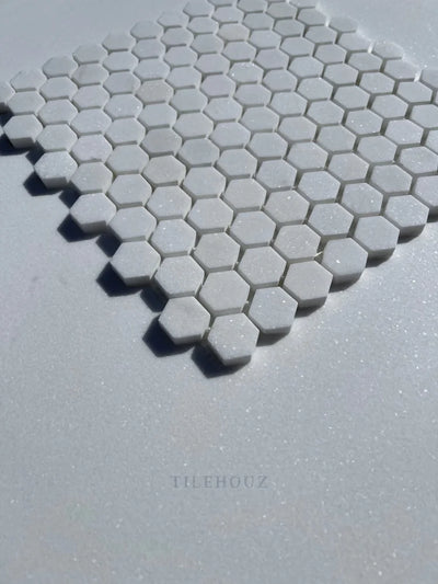 Thassos White Marble 1 Hexagon Mosaic Tile Polished&Honed (A1)