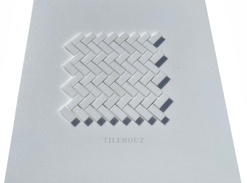 Thassos White Marble 1 X 2 Herringbone Mosaic Tile Polished&Honed Wall & Ceiling