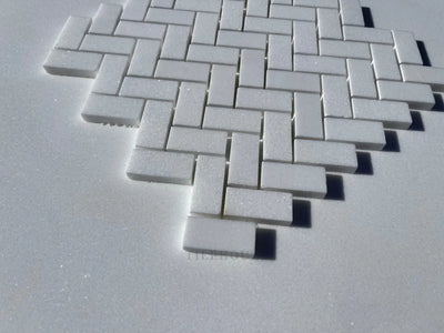 Thassos White Marble 1X2 Herringbone Mosaic Tile Polished&Honed (A1)