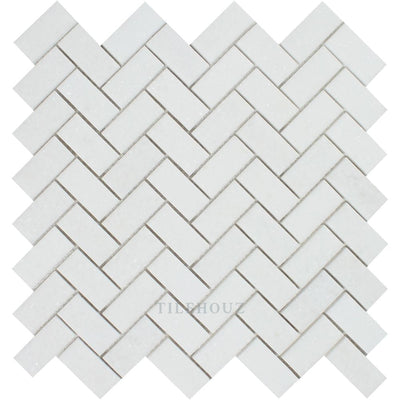 Thassos White Marble 1 X 2 Herringbone Mosaic Tile Polished&honed Tiles