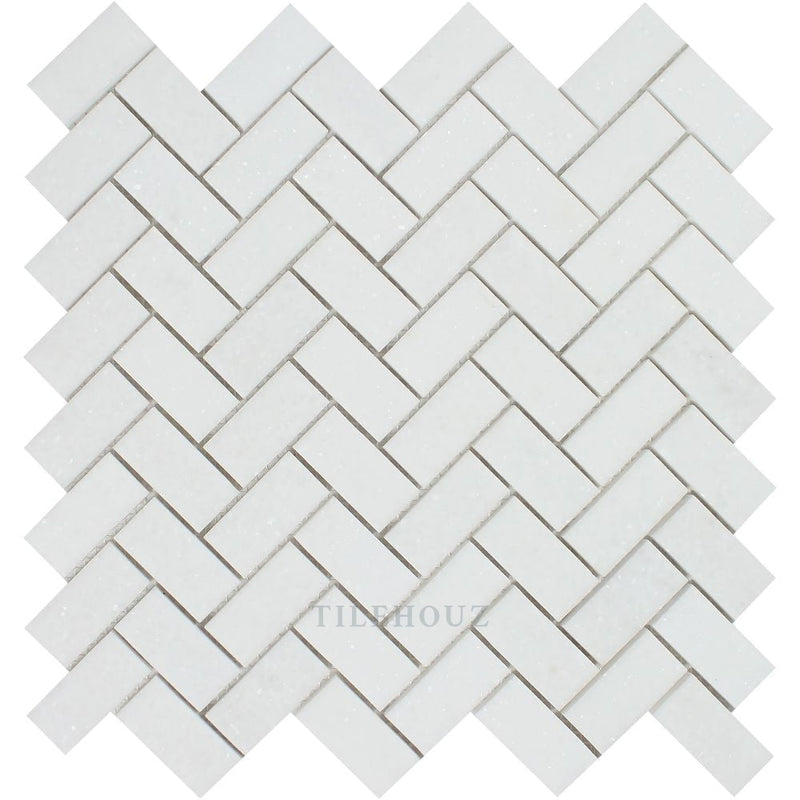 Thassos White Marble 1 X 2 Herringbone Mosaic Tile Polished&honed Tiles