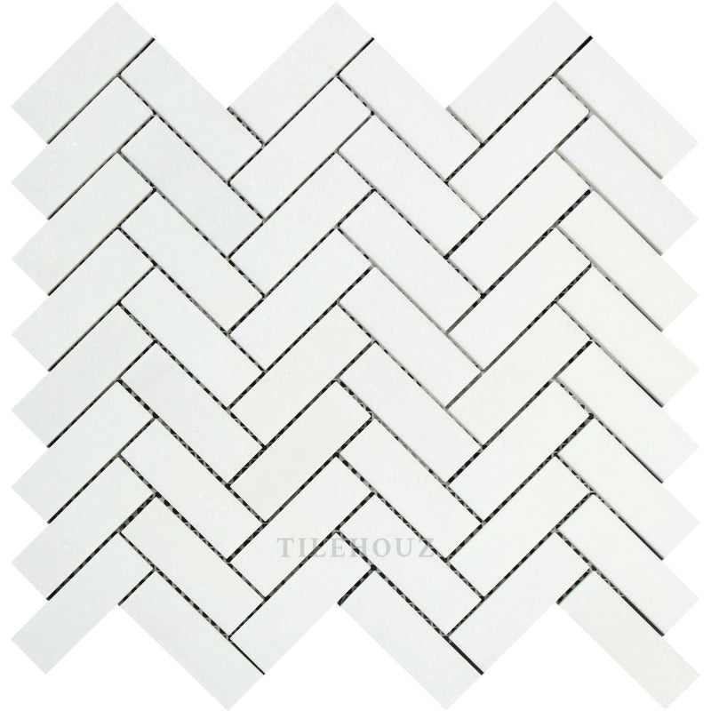 Thassos White Marble 1 X 3 Herringbone Mosaic Tile Polished&honed Tiles