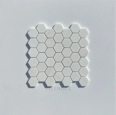 Thassos White Marble 2 Hexagon Mosaic Tile Polished&Honed (A1)