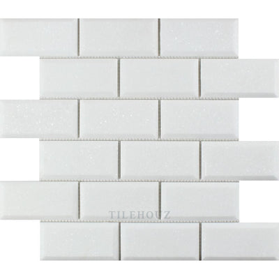 Thassos White Marble 2 X 4 Deep-Beveled Brick Mosaic Tile Polished&honed Tiles