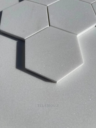 Thassos White Marble 4 Hexagon Mosaic Honed (A1)