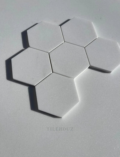 Thassos White Marble 4 Hexagon Mosaic Honed (A1)