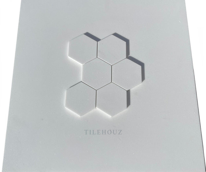 Thassos White Marble 4 Hexagon Mosaic Honed