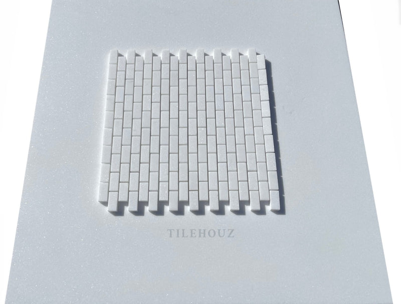 Thassos White Marble 5/8 X 1 1/4 Mini Brick Mosaic Tile Polished&Honed Wall & Ceiling