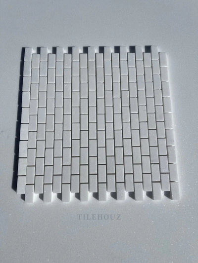 Thassos White Marble 5/8 X 1 1/4 Mini Brick Mosaic Tile Polished&Honed (A1)