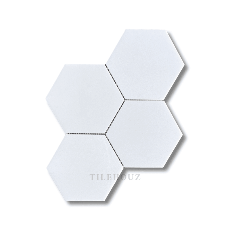 Thassos White Marble 6 Hexagon Mosaic Polished&Honed