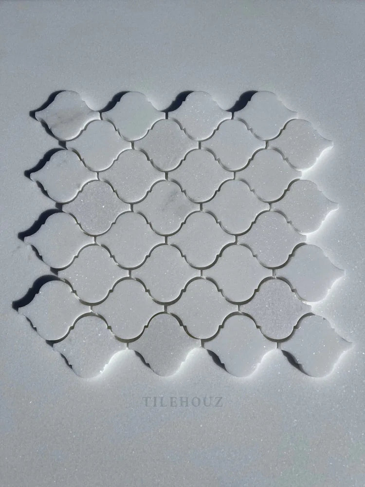 Thassos White Marble Arabesque/Lantern Mosaic Tile Polished&Honed (A1)