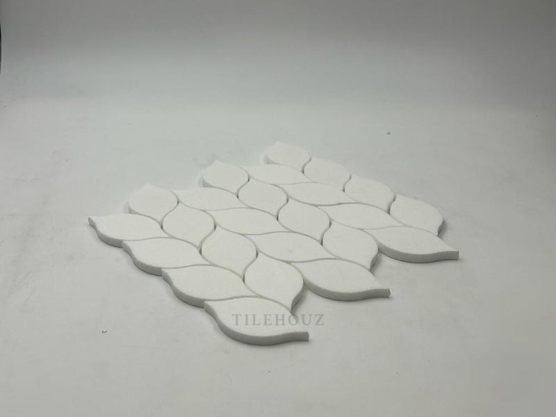 Thassos White Marble Leaf Mosaic Polished