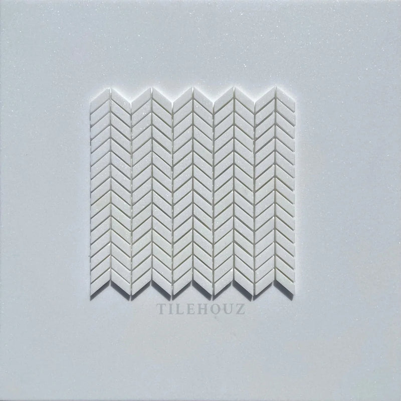 Thassos White Marble Mini Chevron Mosaic Tile Polished&Honed (A1)