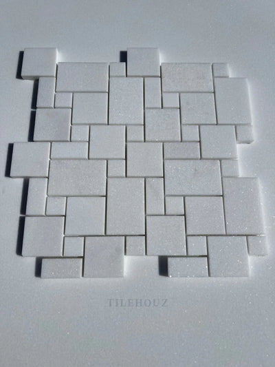 Thassos White Marble Mini Versailles Pattern Mosaic Tile Polished&Honed (A1)