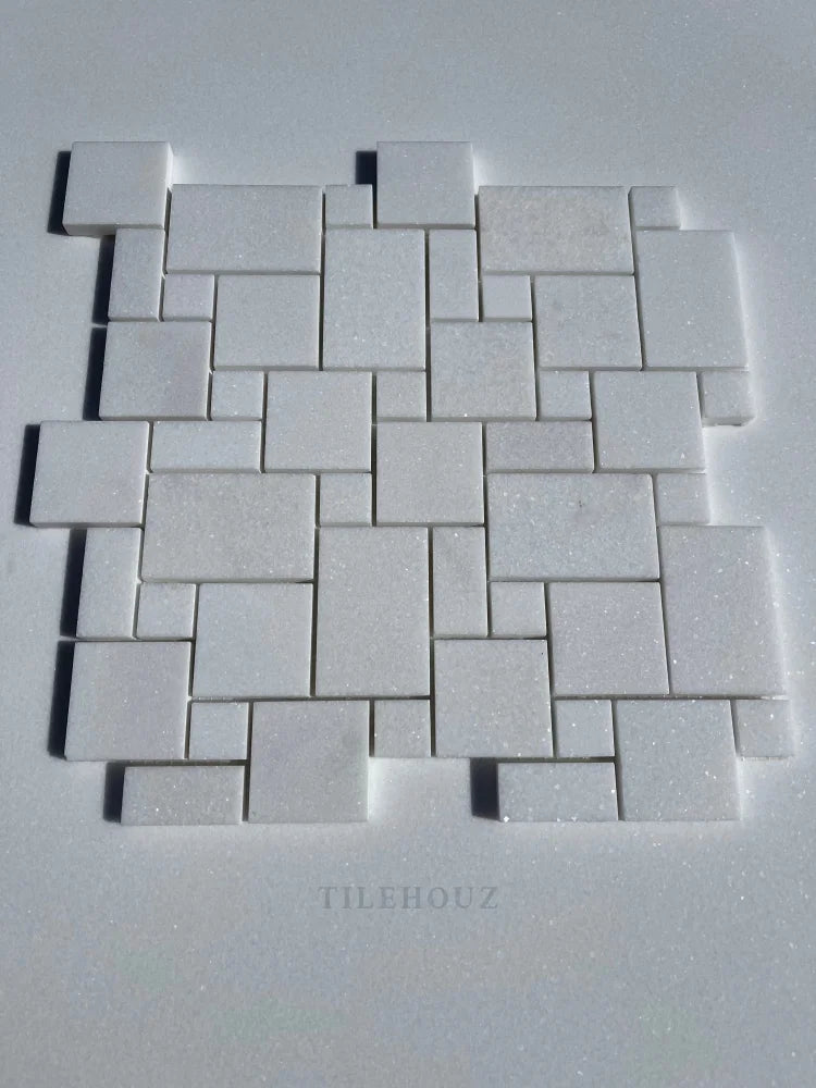 Thassos White Marble Mini Versailles Pattern Mosaic Tile Polished&Honed (A1)