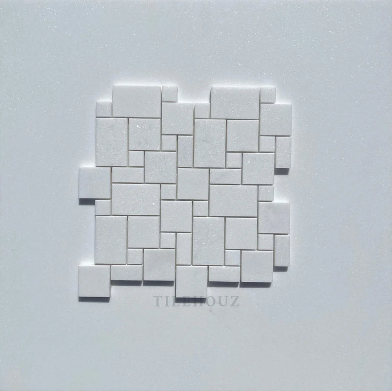 Thassos White Marble Mini Versailles Pattern Mosaic Tile Polished&Honed (A1)