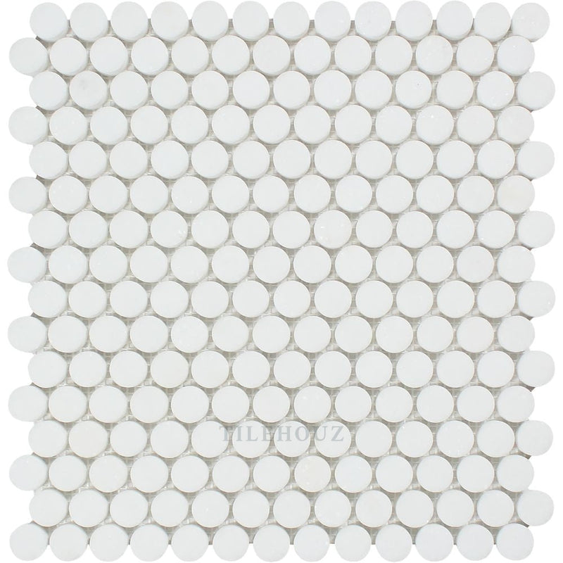 Thassos White Marble Penny Round Mosaic Tile Polished&honed Tiles