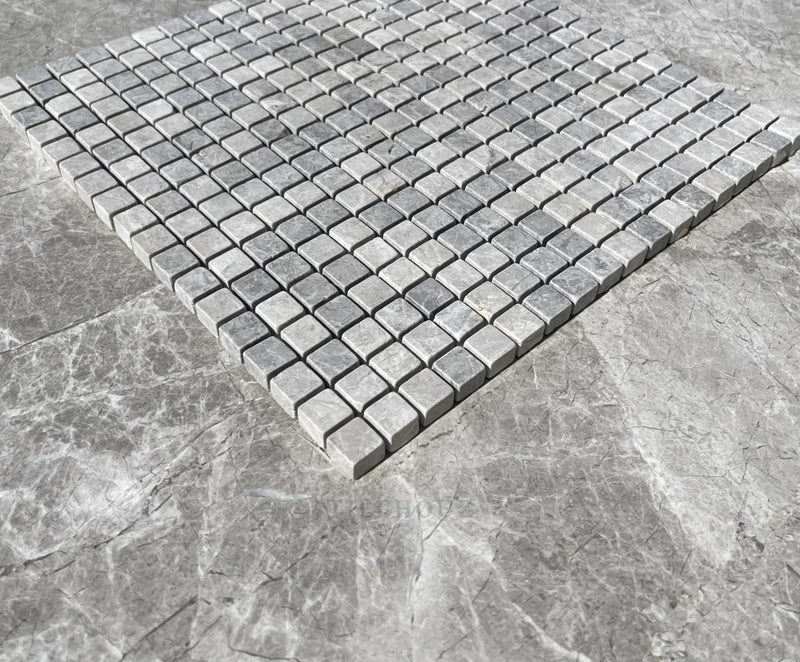 Tundra Gray Marble 5/8X5/8 Tumbled Mosaic