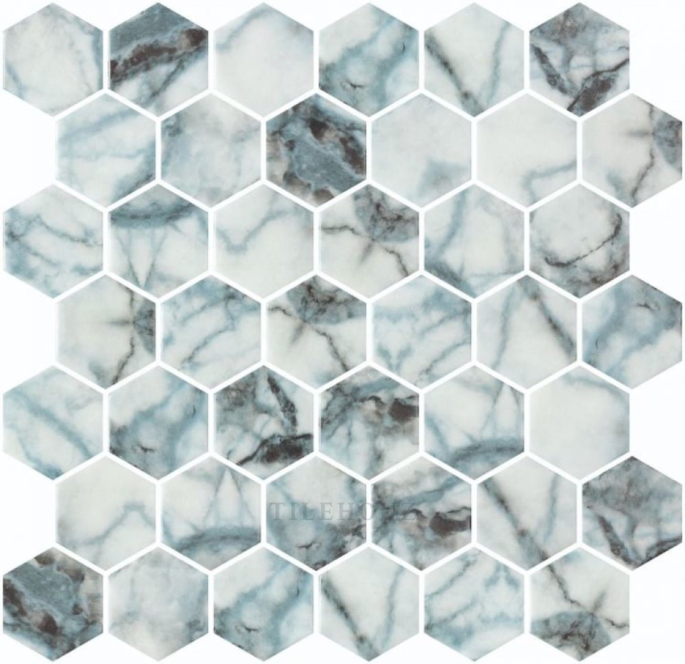 Vanguard Hex XL Azul 11.25 x 11.25 Glass Mosaic